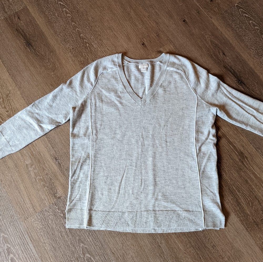 J. Crew 3/4 Length Merino Wool Sweater. XS. Gray.